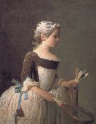 Jean Baptiste Simeon Chardin Girl holding a badminton Spain oil painting artist